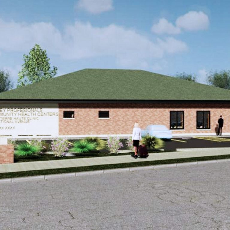 A rendering of what the new health clinic and pharmacy planned in West Terre Haute, Indiana, will look like.