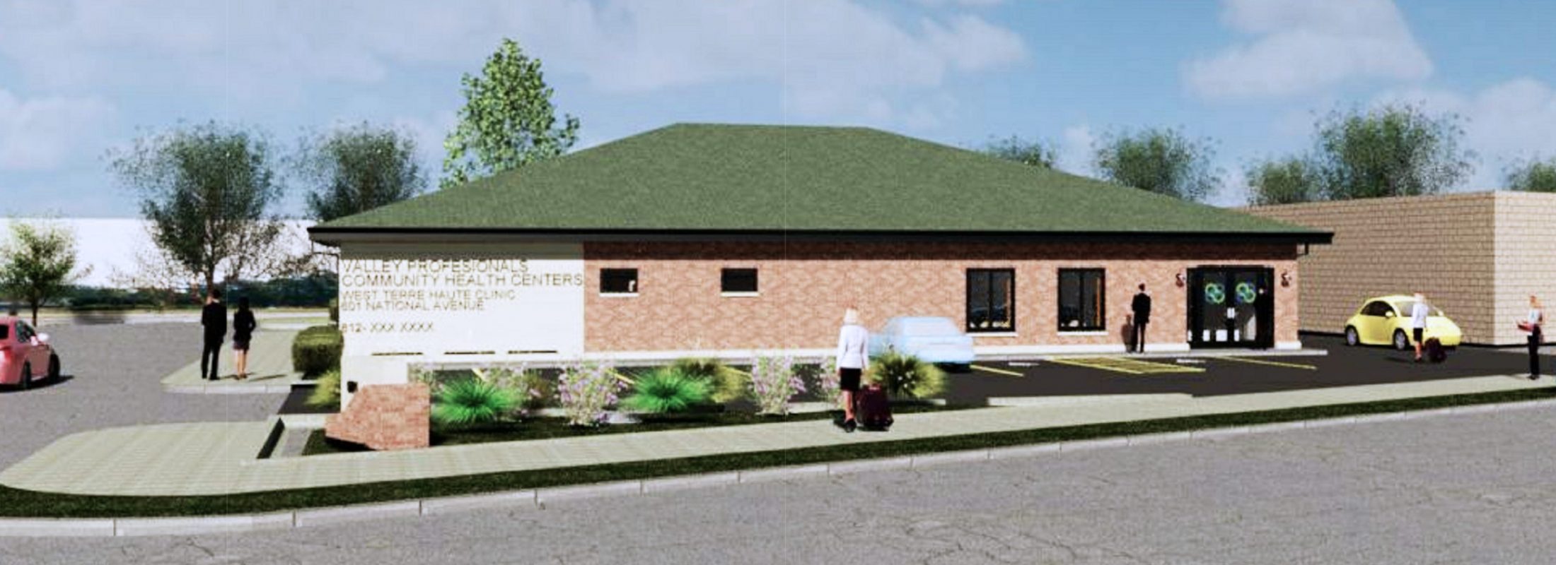 A rendering of what the new health clinic and pharmacy planned in West Terre Haute, Indiana, will look like.